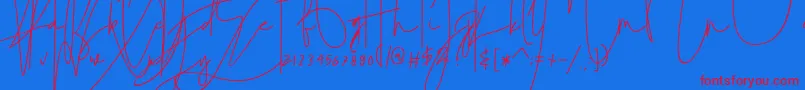 フォントjulian thomas – 赤い文字の青い背景