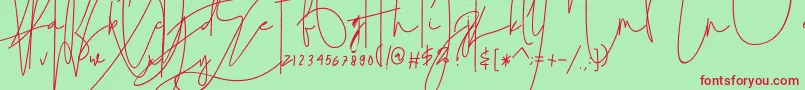 フォントjulian thomas – 赤い文字の緑の背景