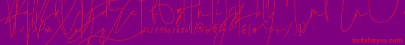 フォントjulian thomas – 紫の背景に赤い文字