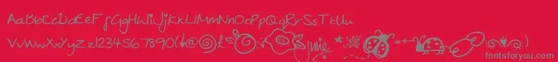 julies Font – Gray Fonts on Red Background