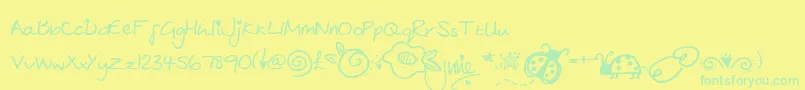 More about julies Font julies Font – Green Fonts on Yellow Background