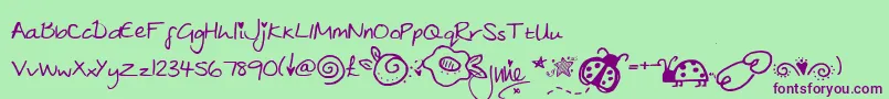julies Font – Purple Fonts on Green Background