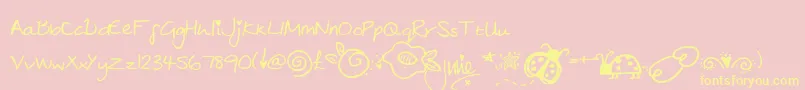 julies-Schriftart – Gelbe Schriften auf rosa Hintergrund