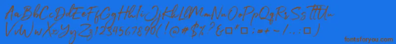 Julietta Messie Font – Brown Fonts on Blue Background