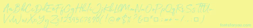 Julietta Messie Font – Green Fonts on Yellow Background