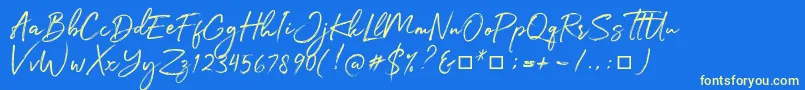 Julietta Messie Font – Yellow Fonts on Blue Background