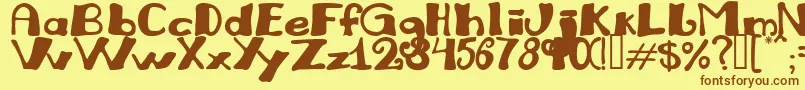 フォントJULIRG   – 茶色の文字が黄色の背景にあります。
