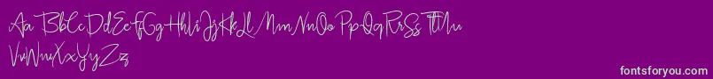 Fonte Jullia Script Personal Use Only – fontes verdes em um fundo violeta