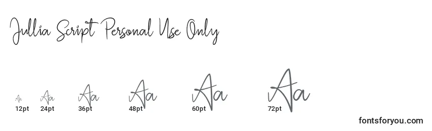 Jullia Script Personal Use Only Font Sizes