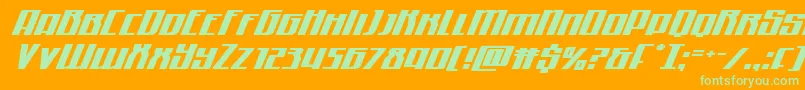 Quantummaliceexpandital-Schriftart – Grüne Schriften auf orangefarbenem Hintergrund