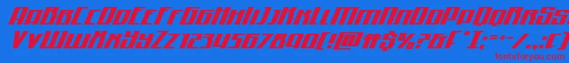 Quantummaliceexpandital Font – Red Fonts on Blue Background