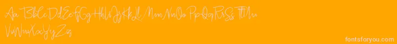 Jullia Script Personal Use Only-Schriftart – Rosa Schriften auf orangefarbenem Hintergrund