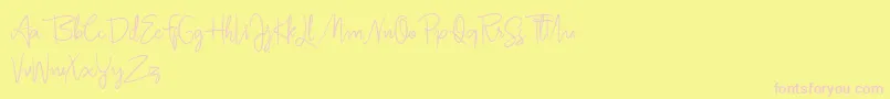 Jullia Script Personal Use Only-Schriftart – Rosa Schriften auf gelbem Hintergrund