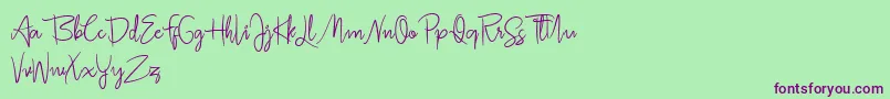 Jullia Script Personal Use Only-Schriftart – Violette Schriften auf grünem Hintergrund