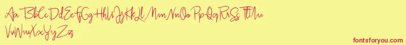 Jullia Script Personal Use Only-fontti – punaiset fontit keltaisella taustalla