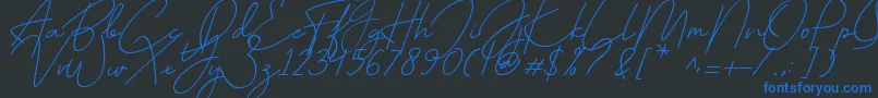 July it-Schriftart – Blaue Schriften auf schwarzem Hintergrund