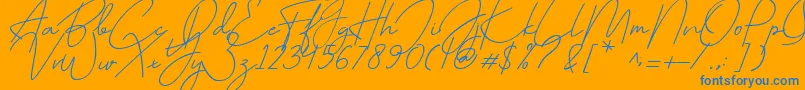 July it Font – Blue Fonts on Orange Background
