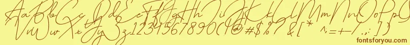 Fonte July it – fontes marrons em um fundo amarelo