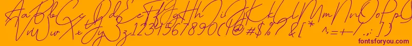 July it-Schriftart – Violette Schriften auf orangefarbenem Hintergrund