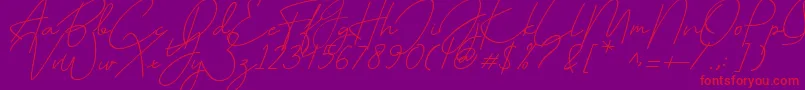 July it-Schriftart – Rote Schriften auf violettem Hintergrund