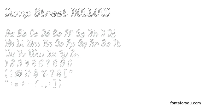 Jump Street HOLLOW Font – alphabet, numbers, special characters