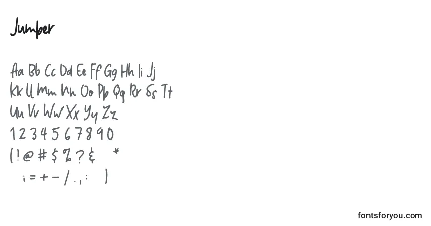 Czcionka Jumper – alfabet, cyfry, specjalne znaki