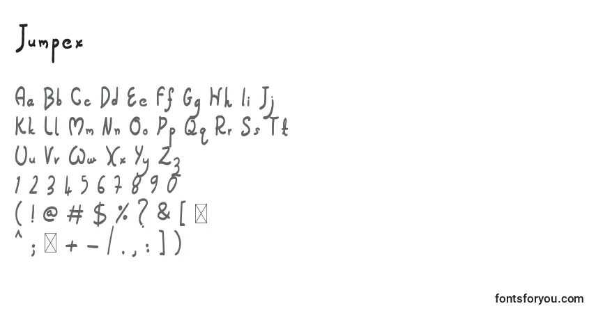 Шрифт Jumpex – алфавит, цифры, специальные символы