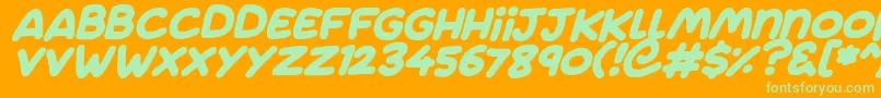 Jumping Italic-Schriftart – Grüne Schriften auf orangefarbenem Hintergrund