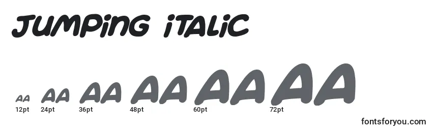 Tamanhos de fonte Jumping Italic