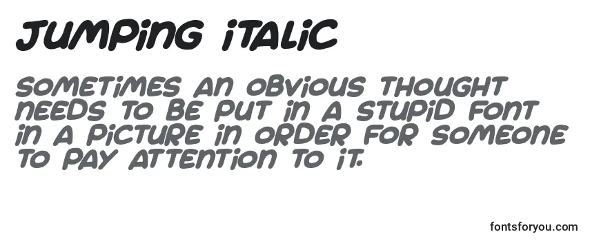 Überblick über die Schriftart Jumping Italic