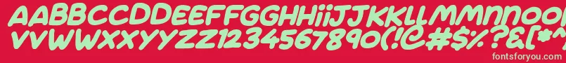 Fonte Jumping Italic – fontes verdes em um fundo vermelho