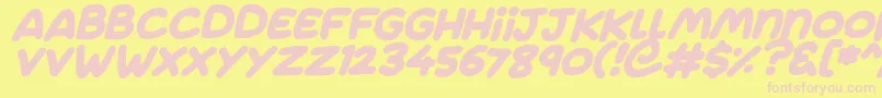 Jumping Italic Font – Pink Fonts on Yellow Background