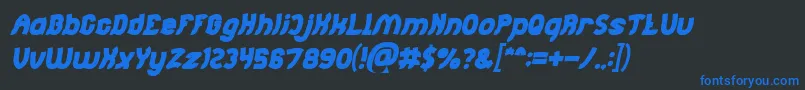 Jumping Running Bold Italic Font – Blue Fonts on Black Background