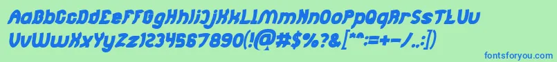 Jumping Running Bold Italic Font – Blue Fonts on Green Background