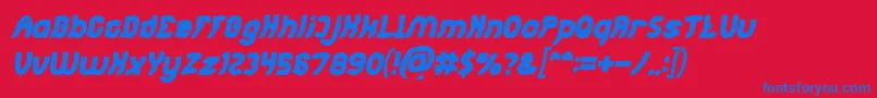 Jumping Running Bold Italic Font – Blue Fonts on Red Background