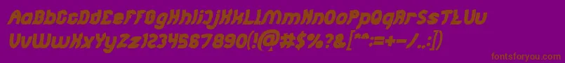 Fonte Jumping Running Bold Italic – fontes marrons em um fundo roxo