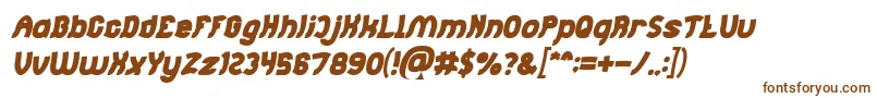 フォントJumping Running Bold Italic – 白い背景に茶色のフォント