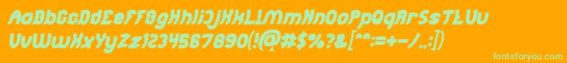 Jumping Running Bold Italic Font – Green Fonts on Orange Background