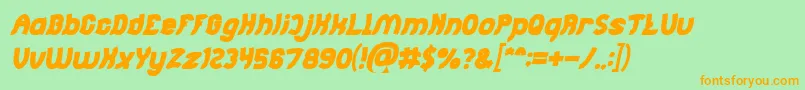 Jumping Running Bold Italic Font – Orange Fonts on Green Background