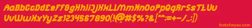 Police Jumping Running Bold Italic – polices orange sur fond rouge