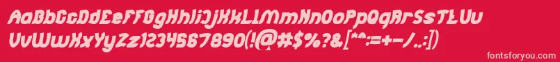 Шрифт Jumping Running Bold Italic – розовые шрифты на красном фоне
