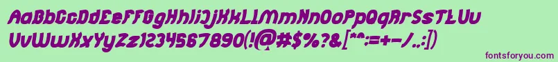 Jumping Running Bold Italic-fontti – violetit fontit vihreällä taustalla