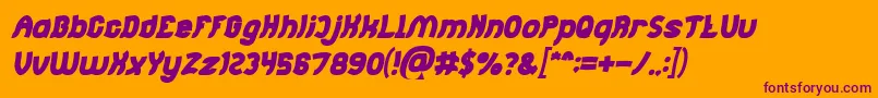 Czcionka Jumping Running Bold Italic – fioletowe czcionki na pomarańczowym tle