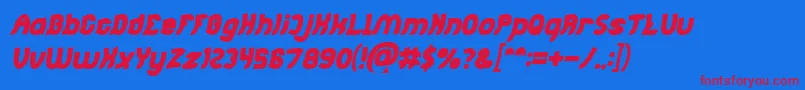 フォントJumping Running Bold Italic – 赤い文字の青い背景