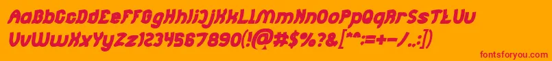 フォントJumping Running Bold Italic – オレンジの背景に赤い文字