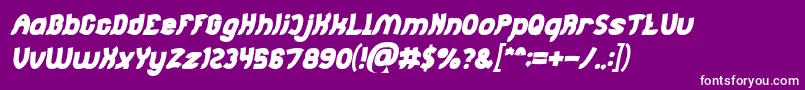 Jumping Running Bold Italic-fontti – valkoiset fontit violetilla taustalla