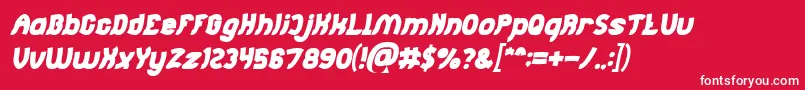 Jumping Running Bold Italic Font – White Fonts on Red Background