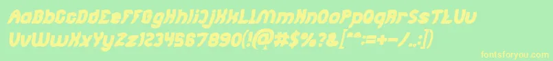Шрифт Jumping Running Bold Italic – жёлтые шрифты на зелёном фоне