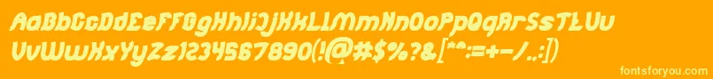 Jumping Running Bold Italic-fontti – keltaiset fontit oranssilla taustalla