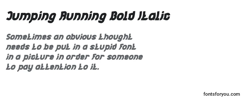Überblick über die Schriftart Jumping Running Bold Italic